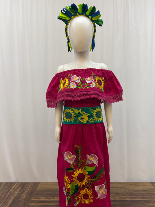 Girl's Calla Lily Embroidered Dress