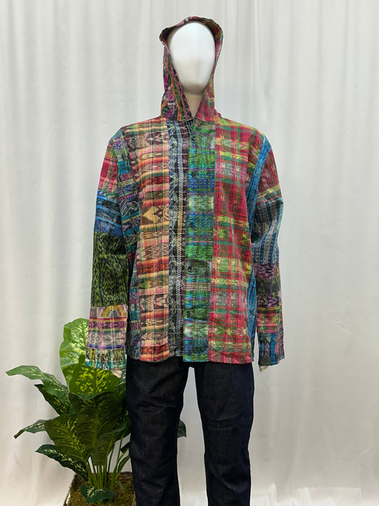 Guatemalan Textile Patchwork Hoddie Shirt