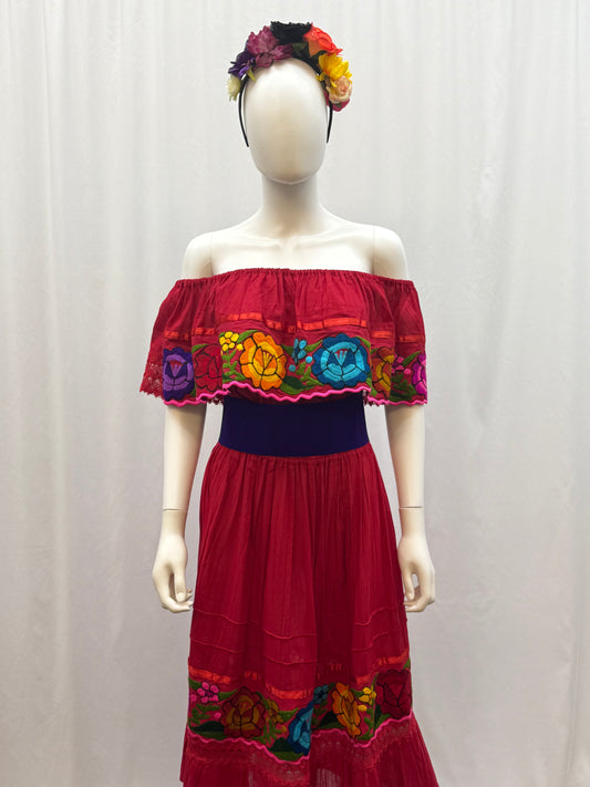 Women's Mexican Floral Embroidered Dress