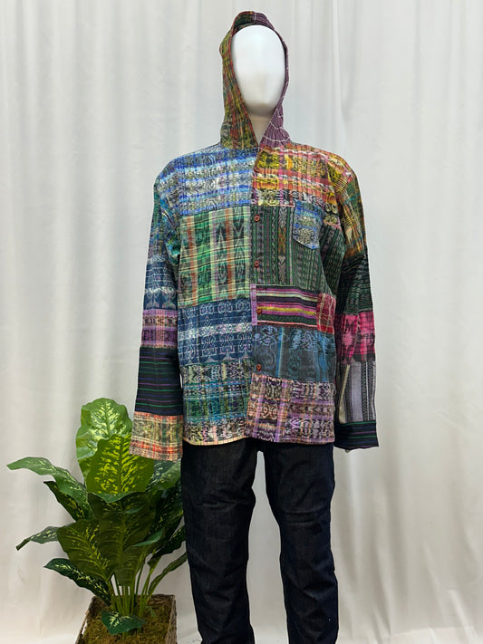 Guatemalan Textile Patchwork Hoddie Shirt