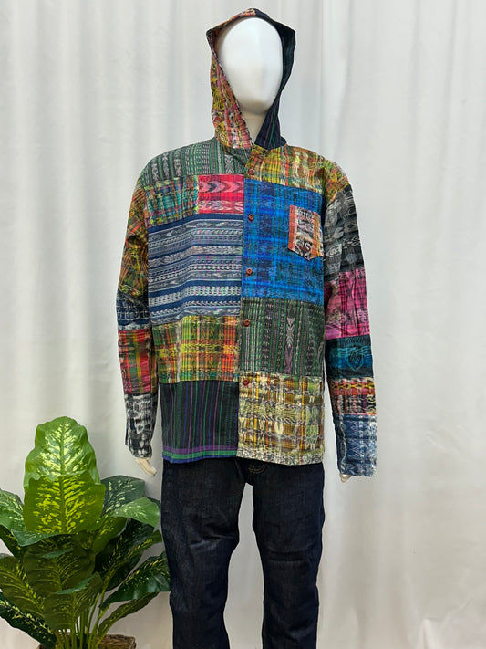 Guatemalan Textile Patchwork Hoodie Shirt