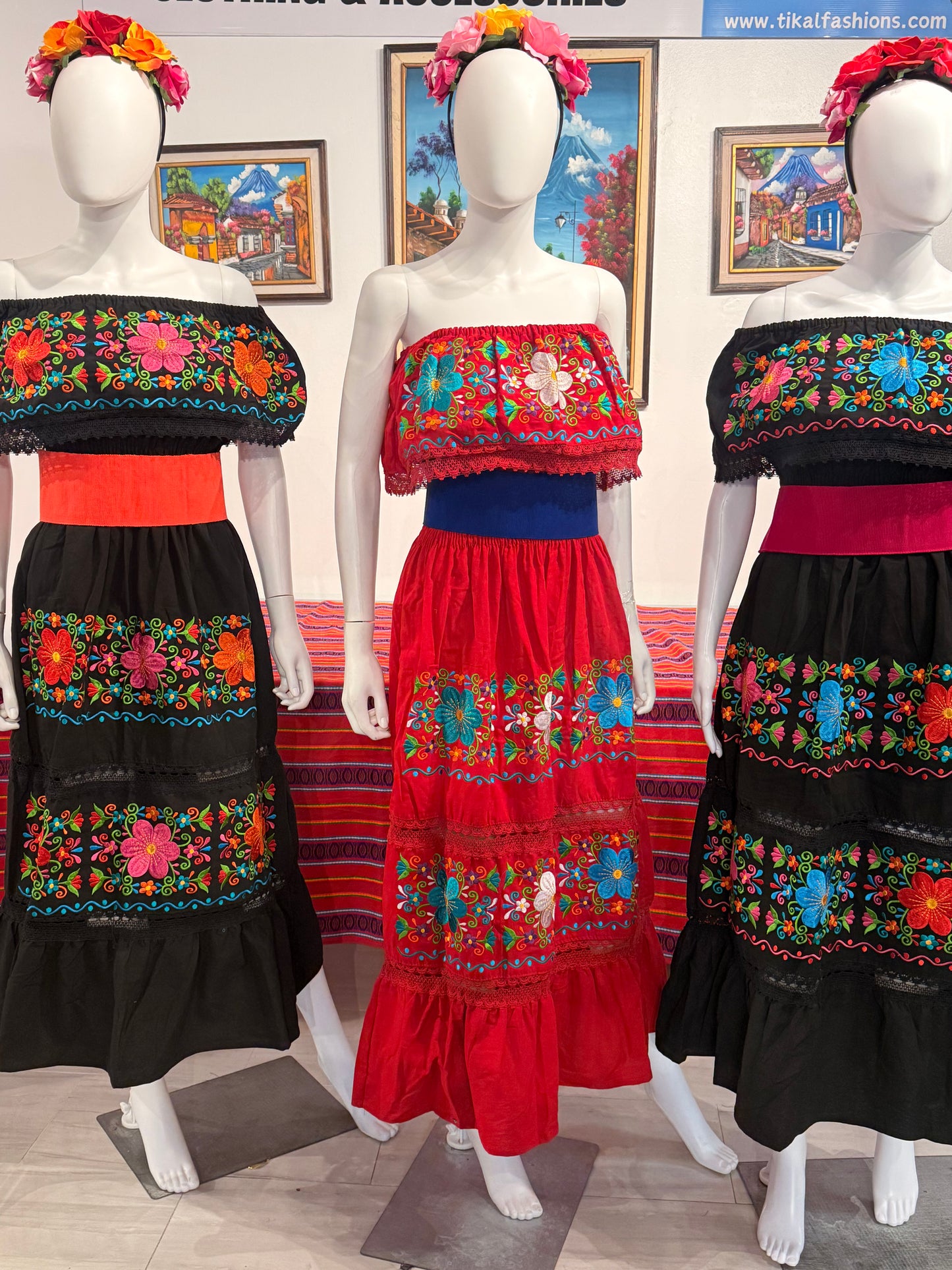 Women's Mexican Floral Embroidered Dress