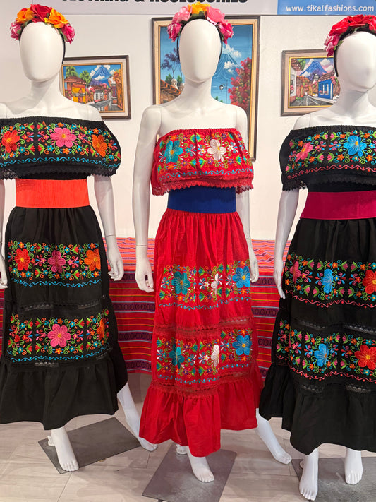 Women's Mexican Floral Embroidered Dress