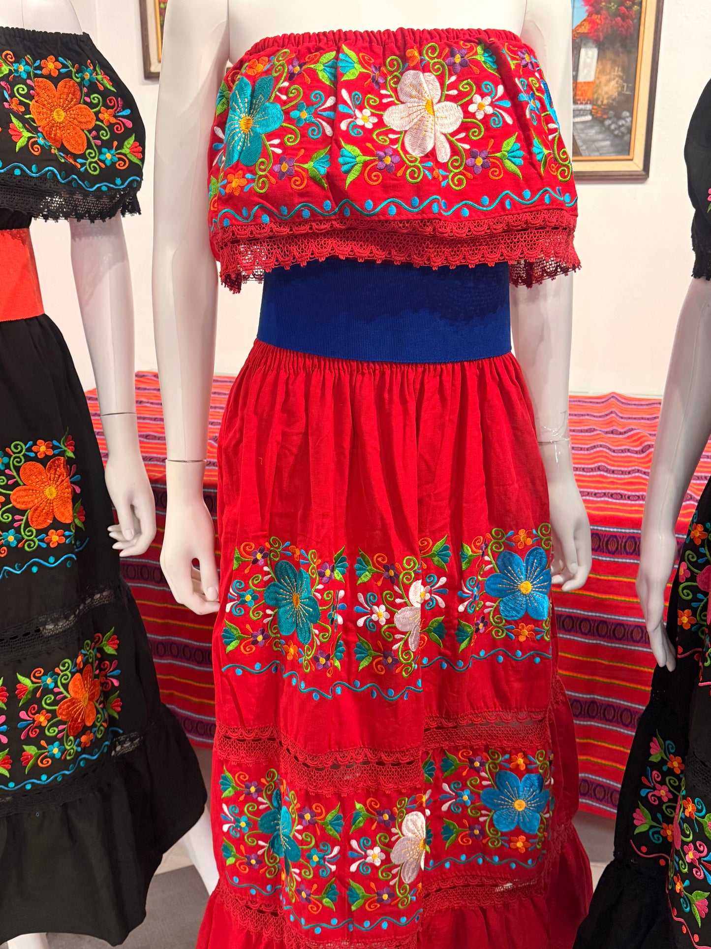Women's Mexican Floral Embroidered Dress
