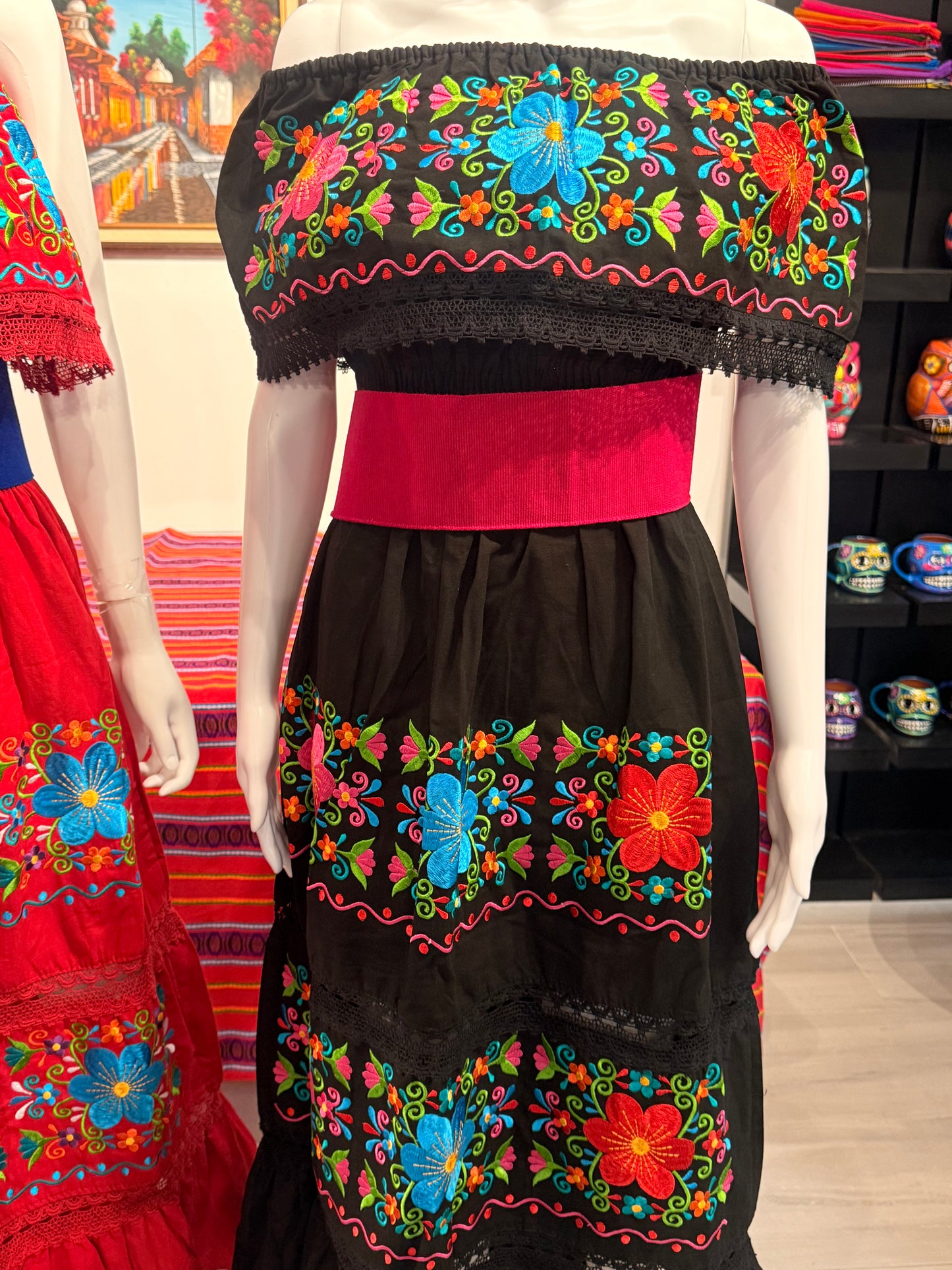 Women's Mexican Floral Embroidered Dress