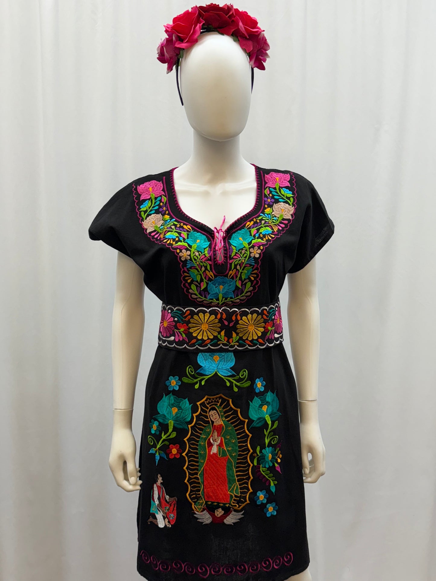 Women's Mexican Virgen de Guadalupe Embroidered Dress
