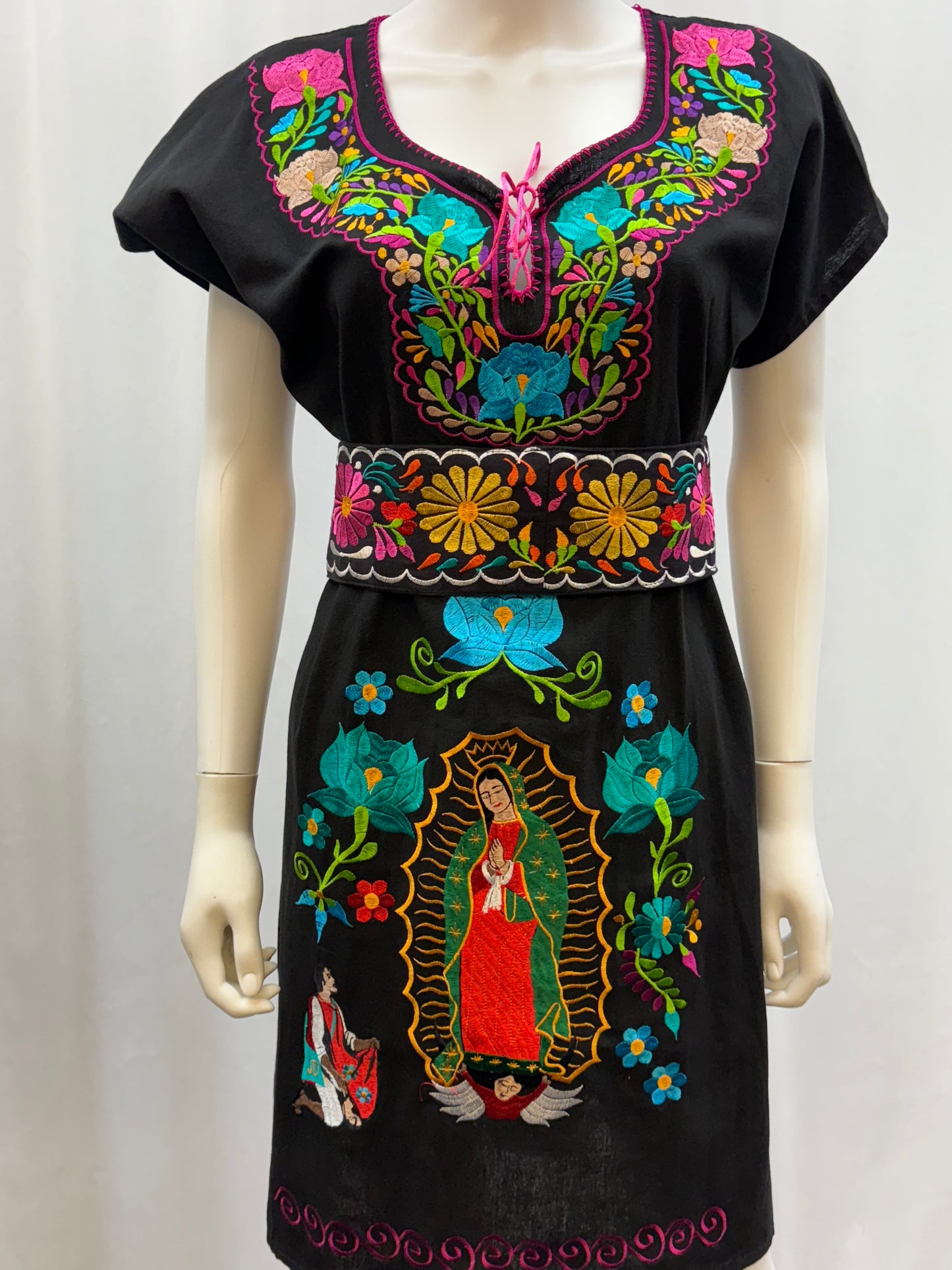 Women's Mexican Virgen de Guadalupe Embroidered Dress