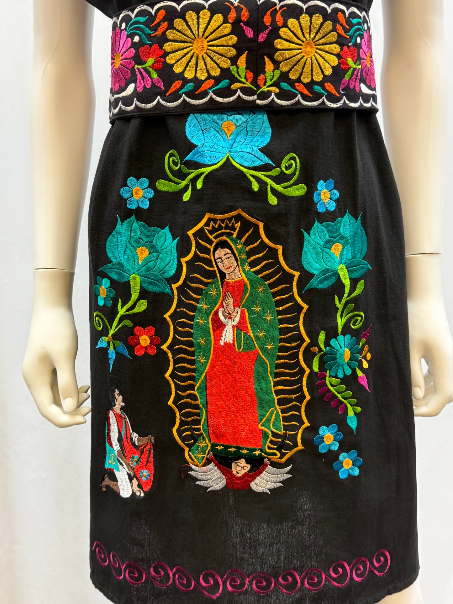 Women's Mexican Virgen de Guadalupe Embroidered Dress