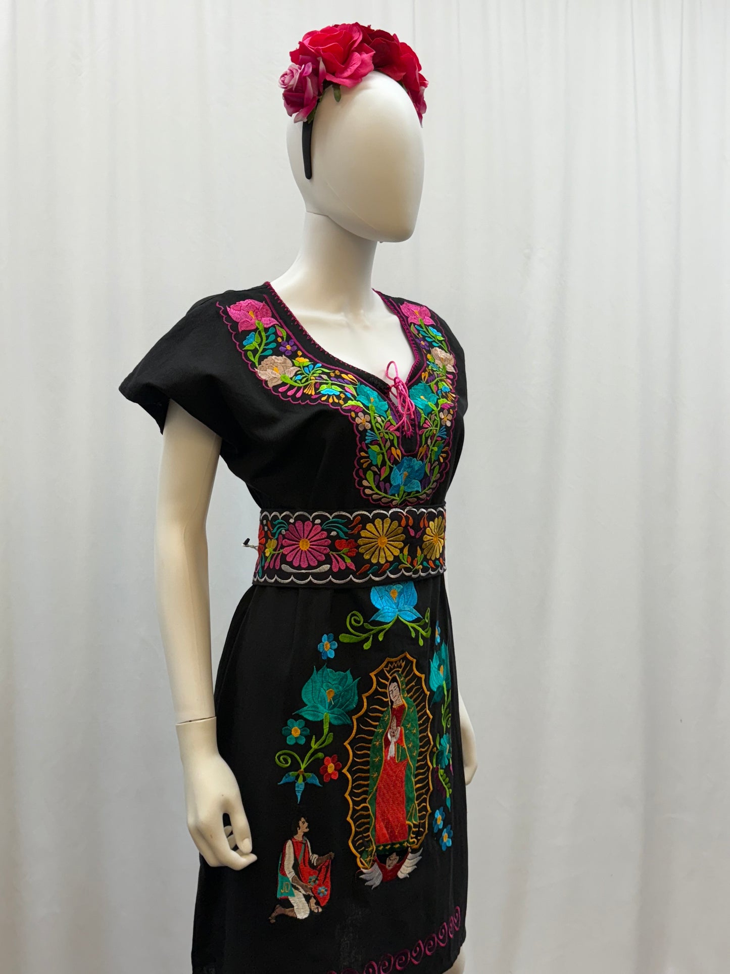 Women's Mexican Virgen de Guadalupe Embroidered Dress
