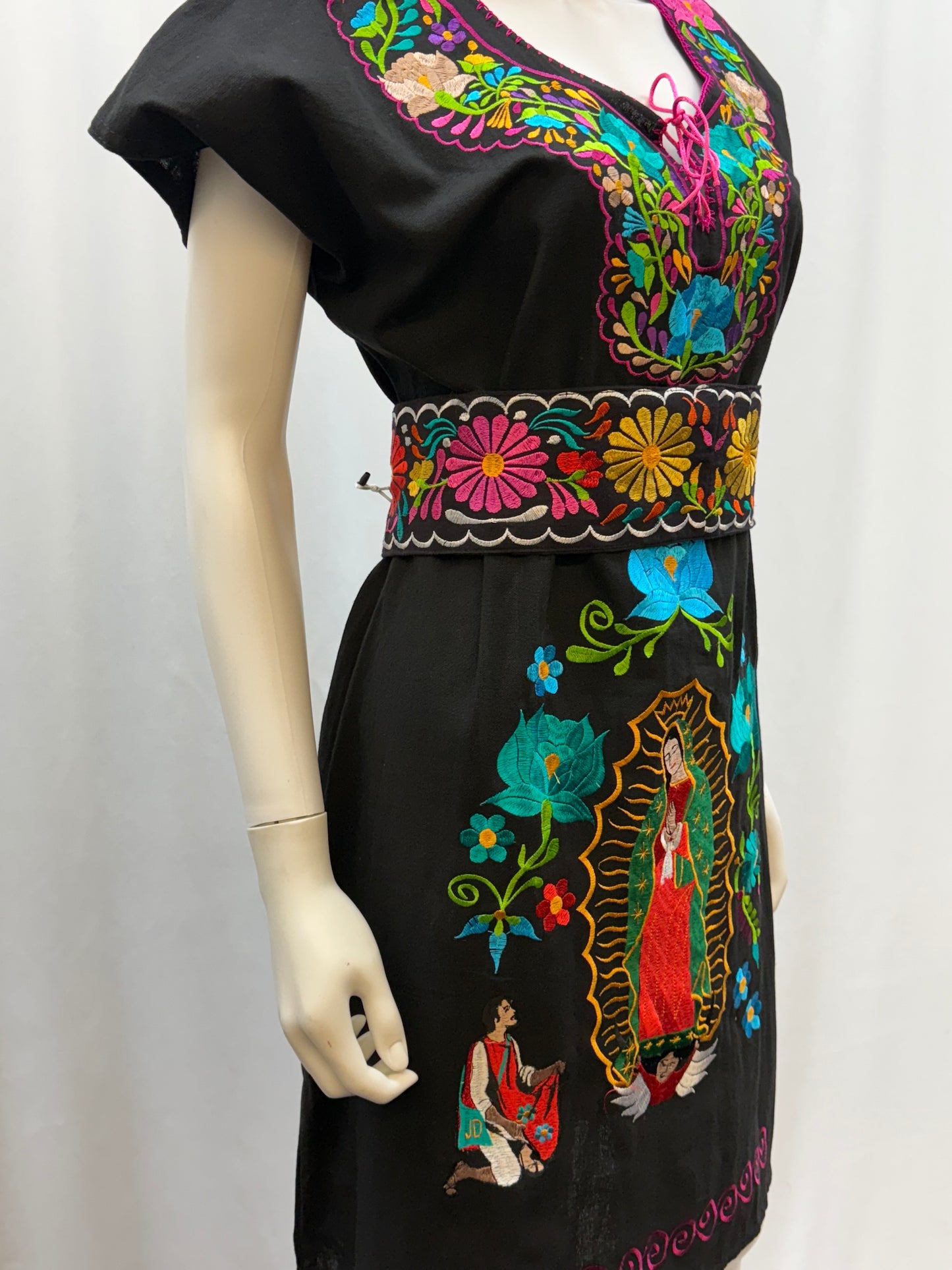 Women's Mexican Virgen de Guadalupe Embroidered Dress