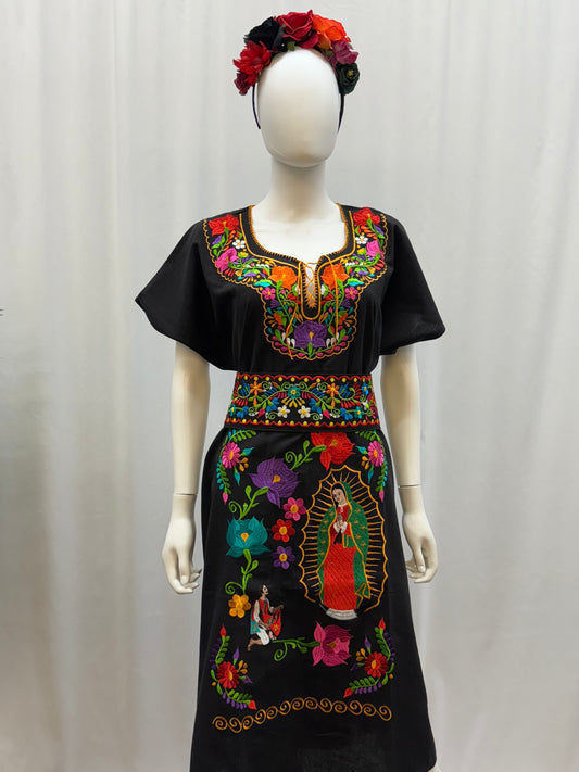 Women's Virgen de Guadalupe Embroidered Dress