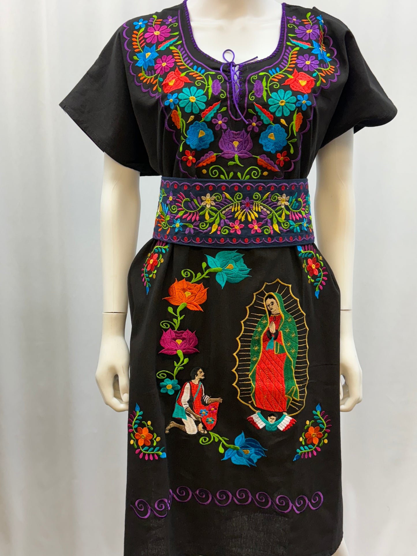 Women's Mexican Virgen de Guadalupe Embroidered Dress