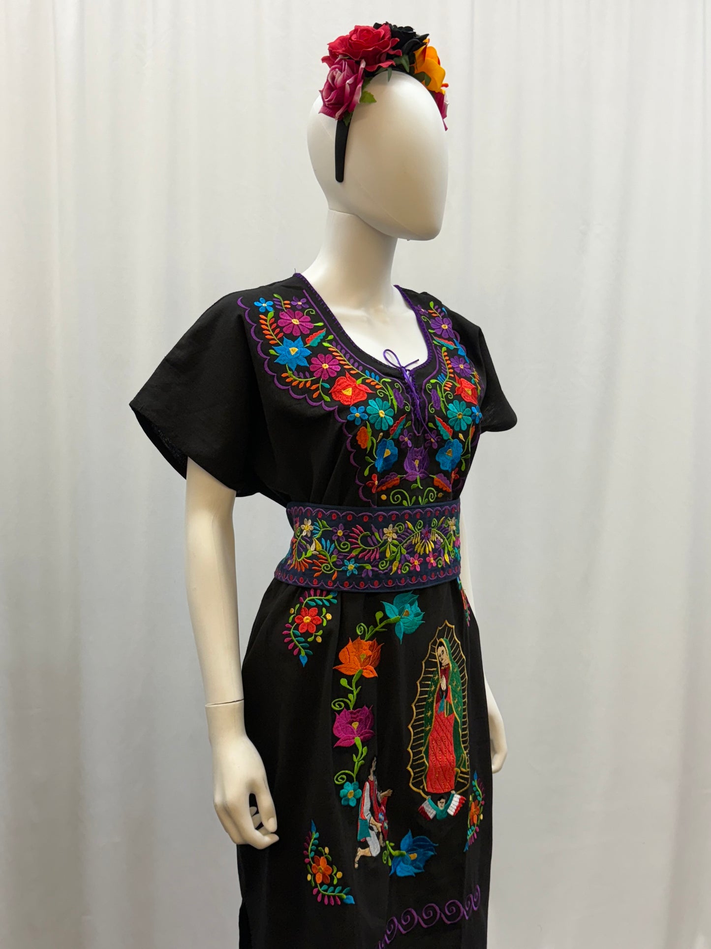 Women's Mexican Virgen de Guadalupe Embroidered Dress