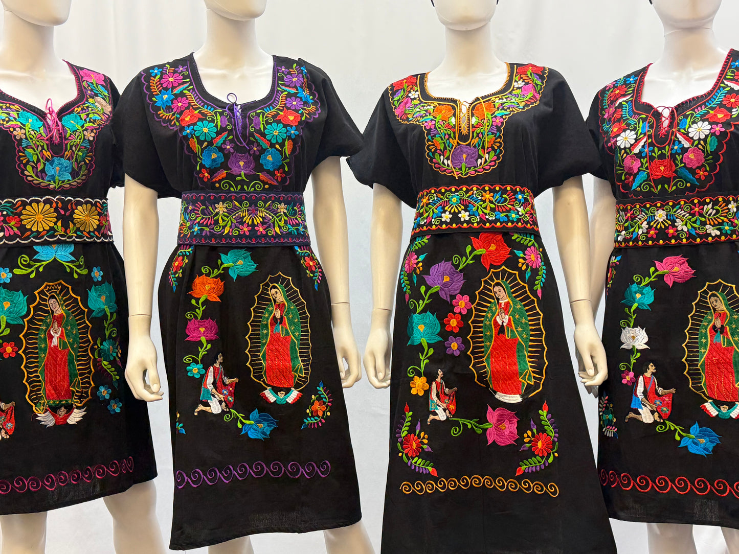 Women's Mexican Virgen de Guadalupe Embroidered Dress