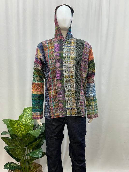 Guatemalan Textile Patchwork Hoodie Shirt