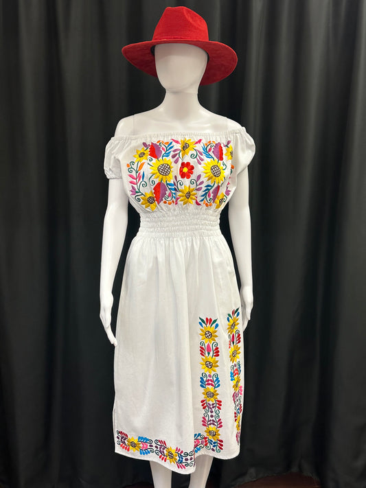 Women's Guatemalan Embroidered Dress with Elastic Waist