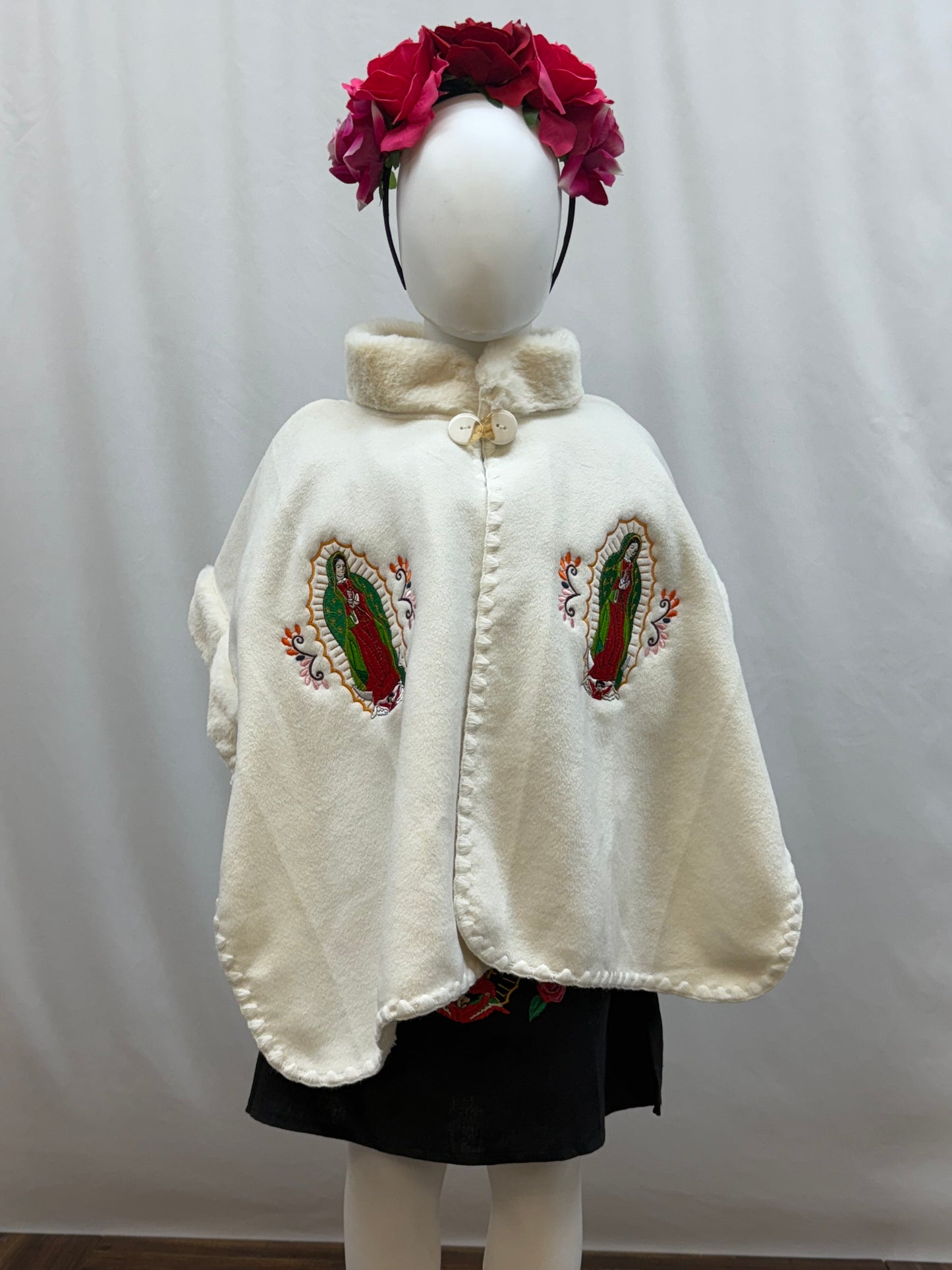Girl's Virgen de Guadalupe Embroidered Dress with Belt