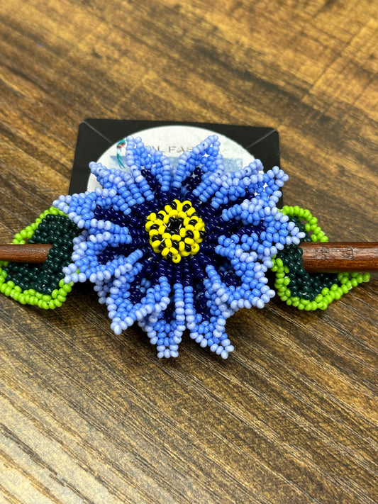 Beaded Sunflower Head Barrete