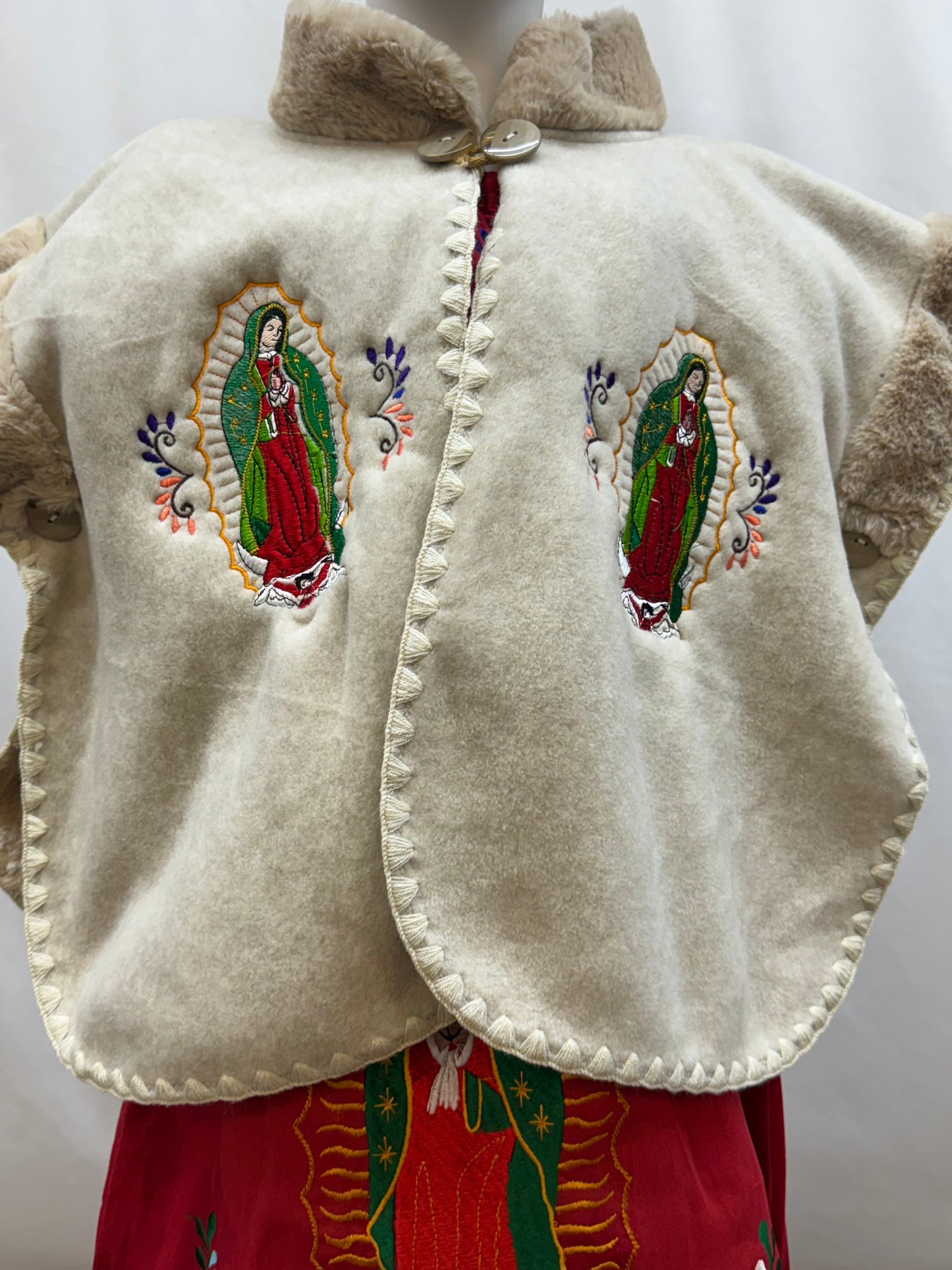 Girl's Virgen de Guadalupe Embroidered Dress with Belt