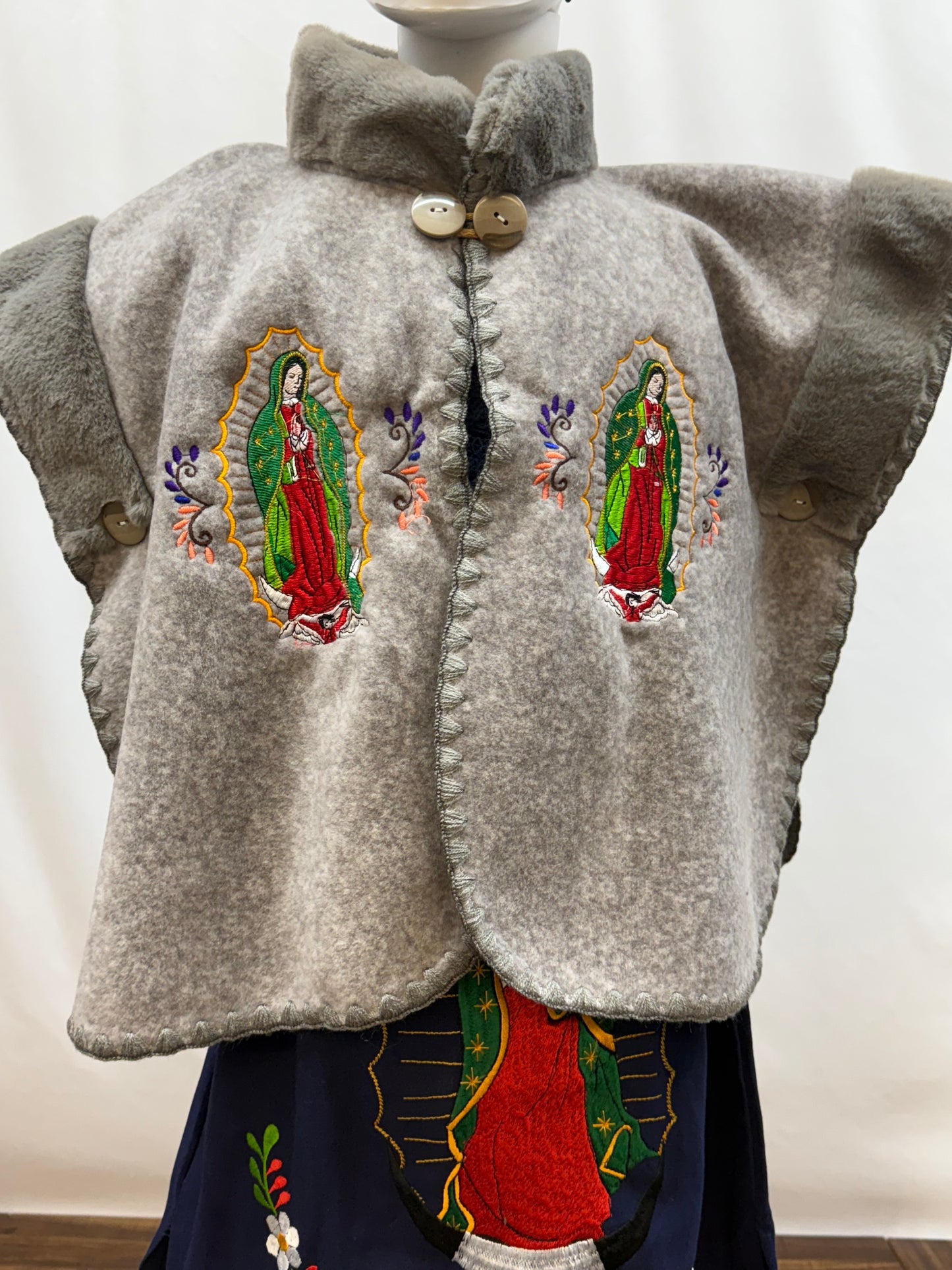 Girl's Virgen de Guadalupe Embroidered Dress with Belt
