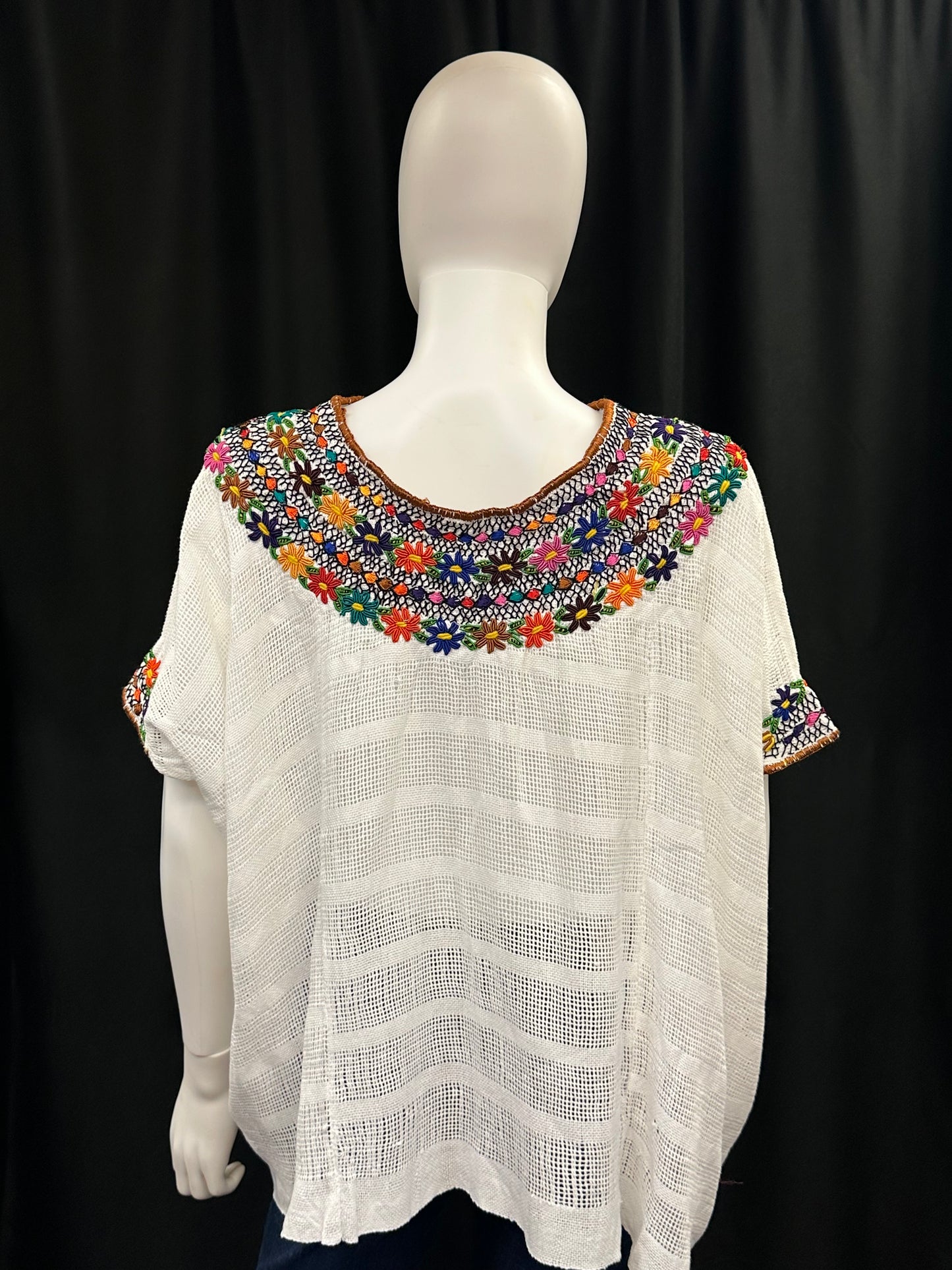 Guatemalan Handwoven Embroidered Floral Coban Huipil