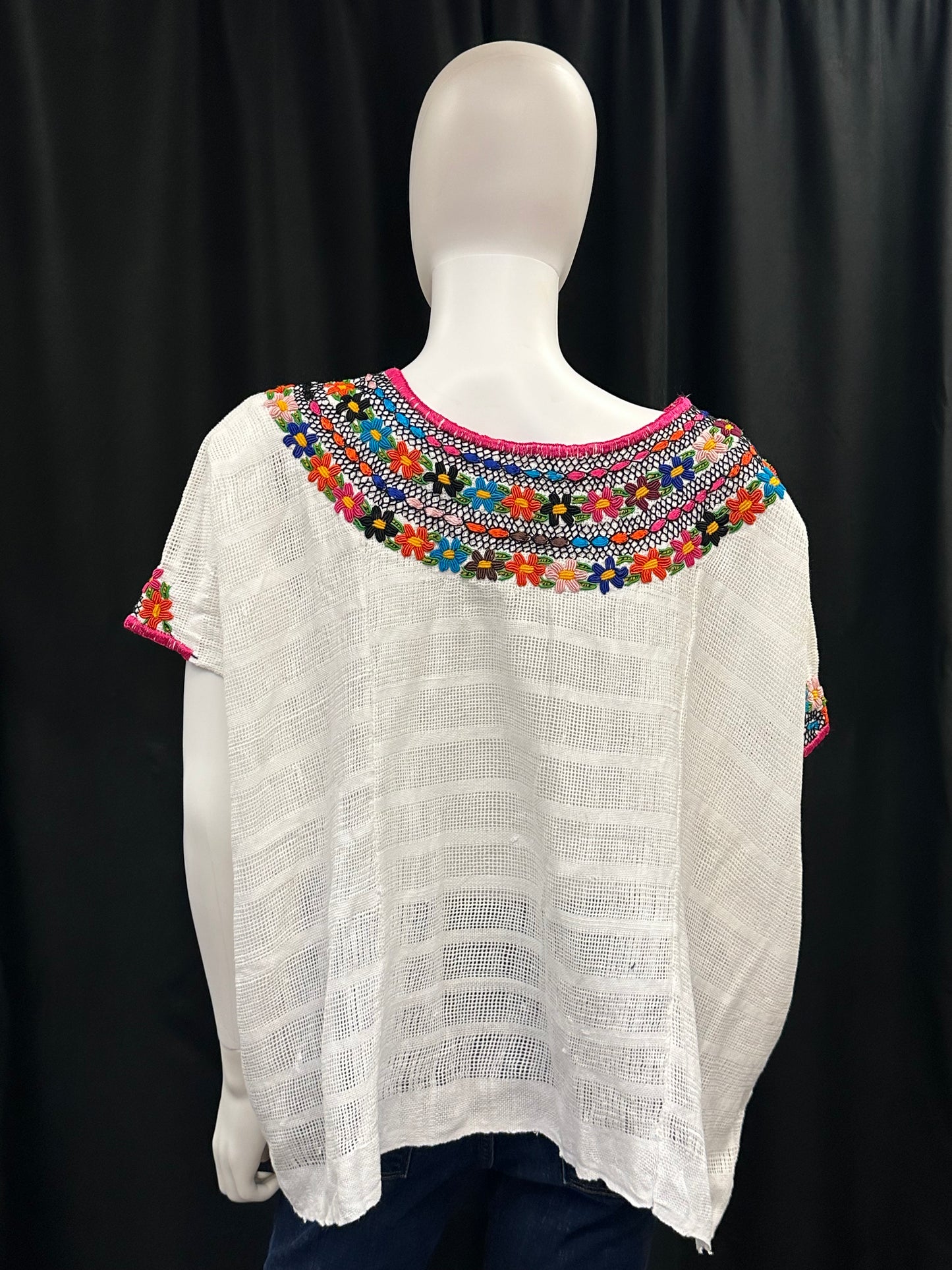 Guatemalan Handwoven Embroidered Floral Coban Huipil