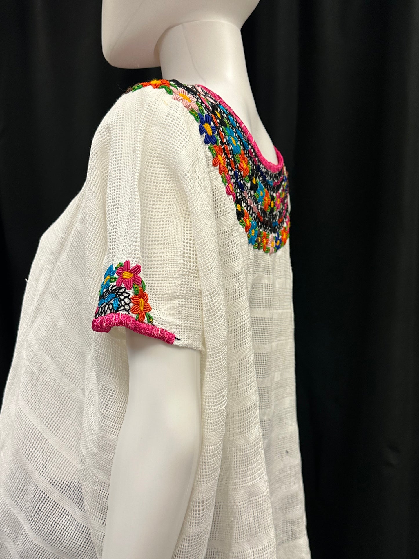 Guatemalan Handwoven Embroidered Floral Coban Huipil