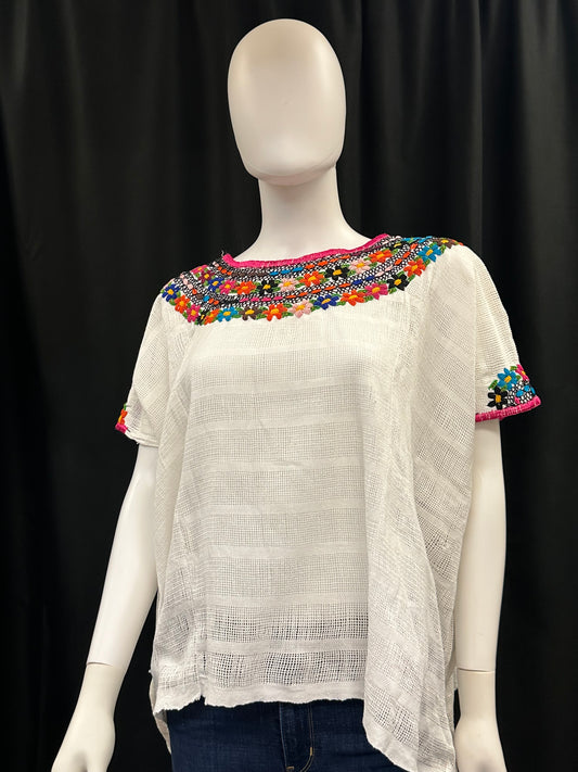 Guatemalan Handwoven Embroidered Floral Coban Huipil