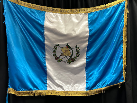 Guatemalan Satin Flag with Gold Fringe