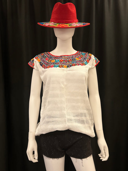 Guatemalan Handwoven Embroidered Floral Coban Huipil