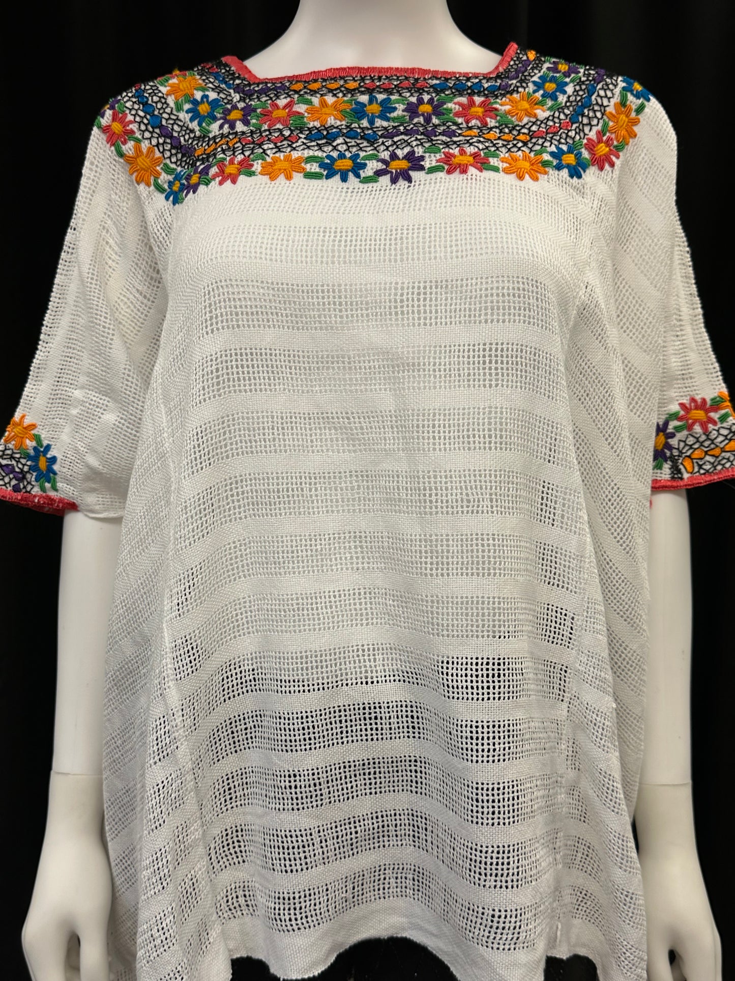 Guatemalan Handwoven Embroidered Floral Coban Huipil