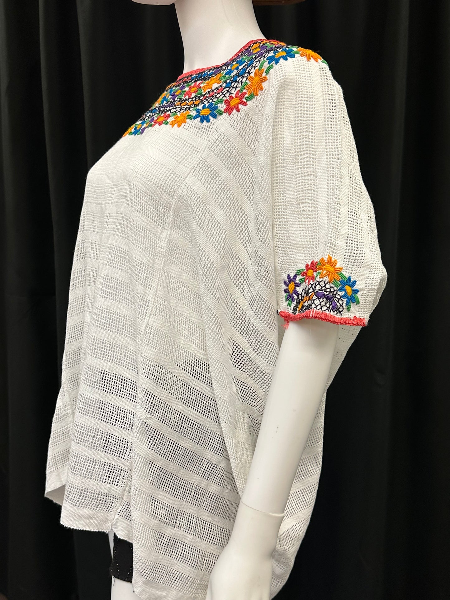 Guatemalan Handwoven Embroidered Floral Coban Huipil