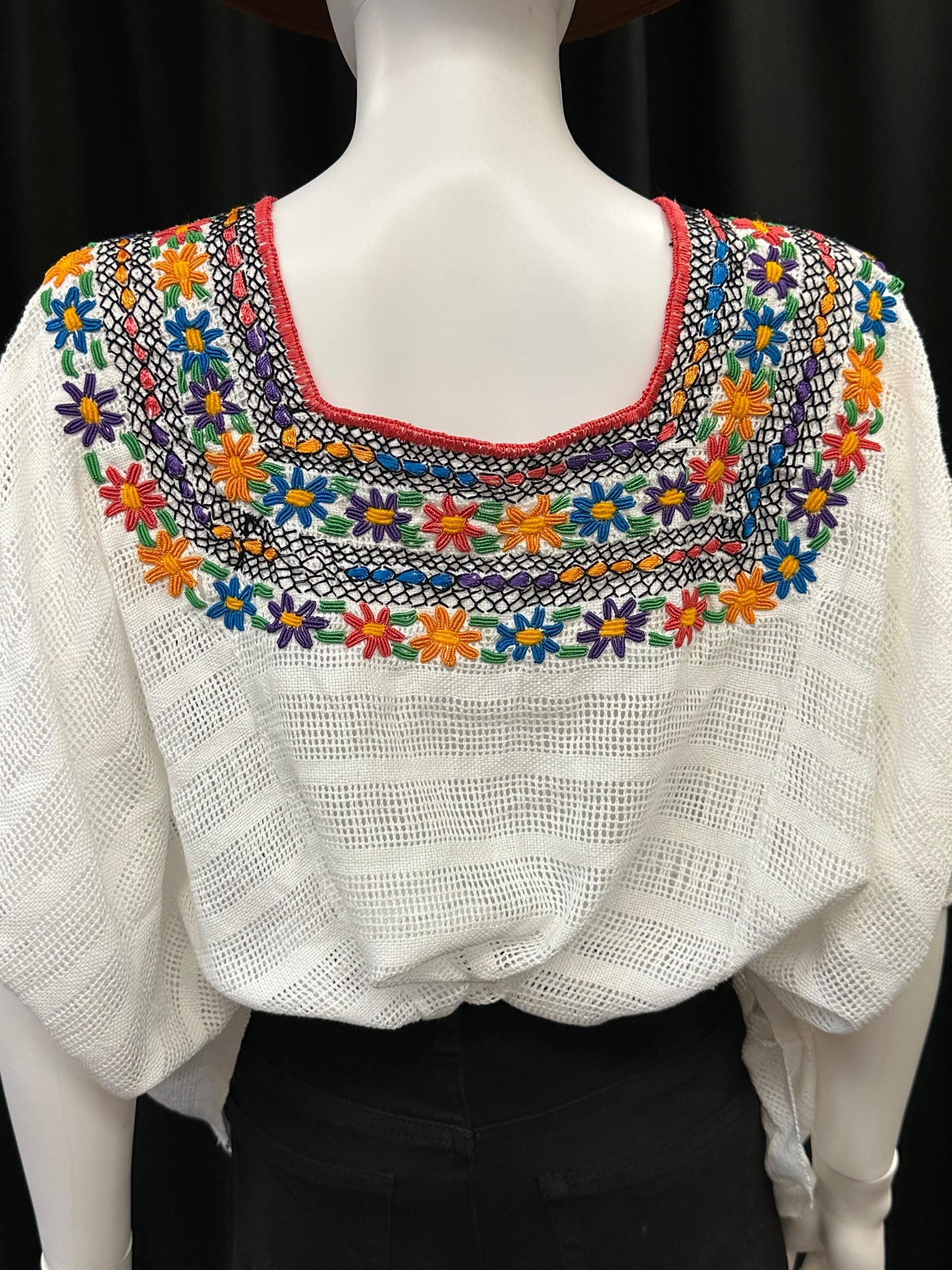 Guatemalan Handwoven Embroidered Floral Coban Huipil