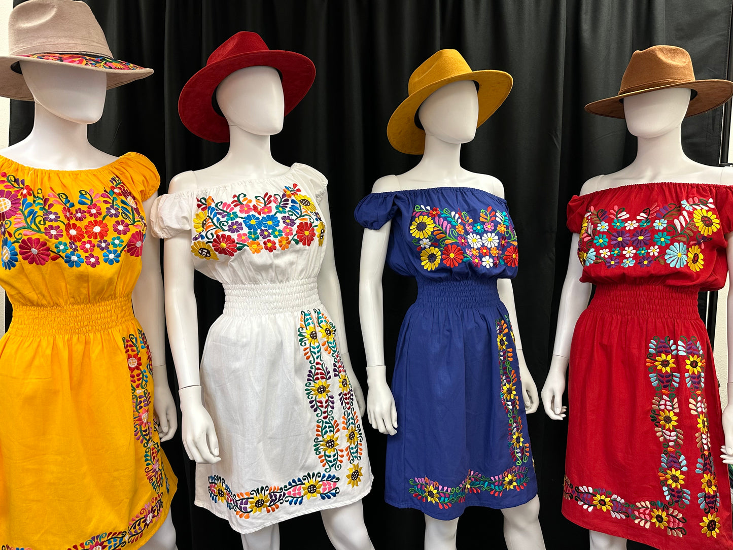 New Style Guatemalan Embroidered Floral Dress with Elastic Waist