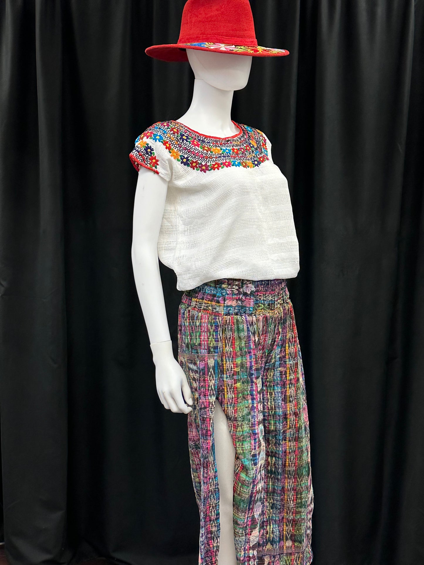 Guatemalan Handwoven Women's Skirt Pants with Elastic Waist