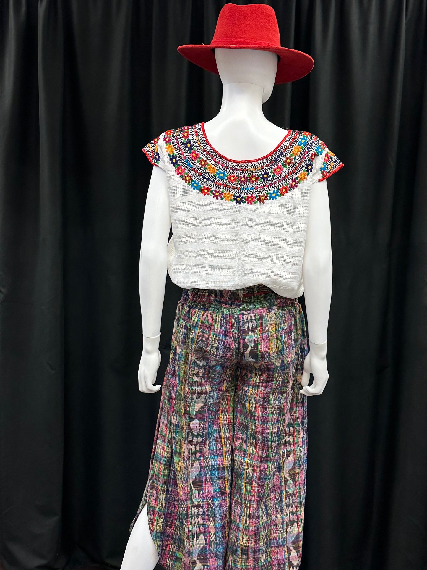 Guatemalan Handwoven Women's Skirt Pants with Elastic Waist