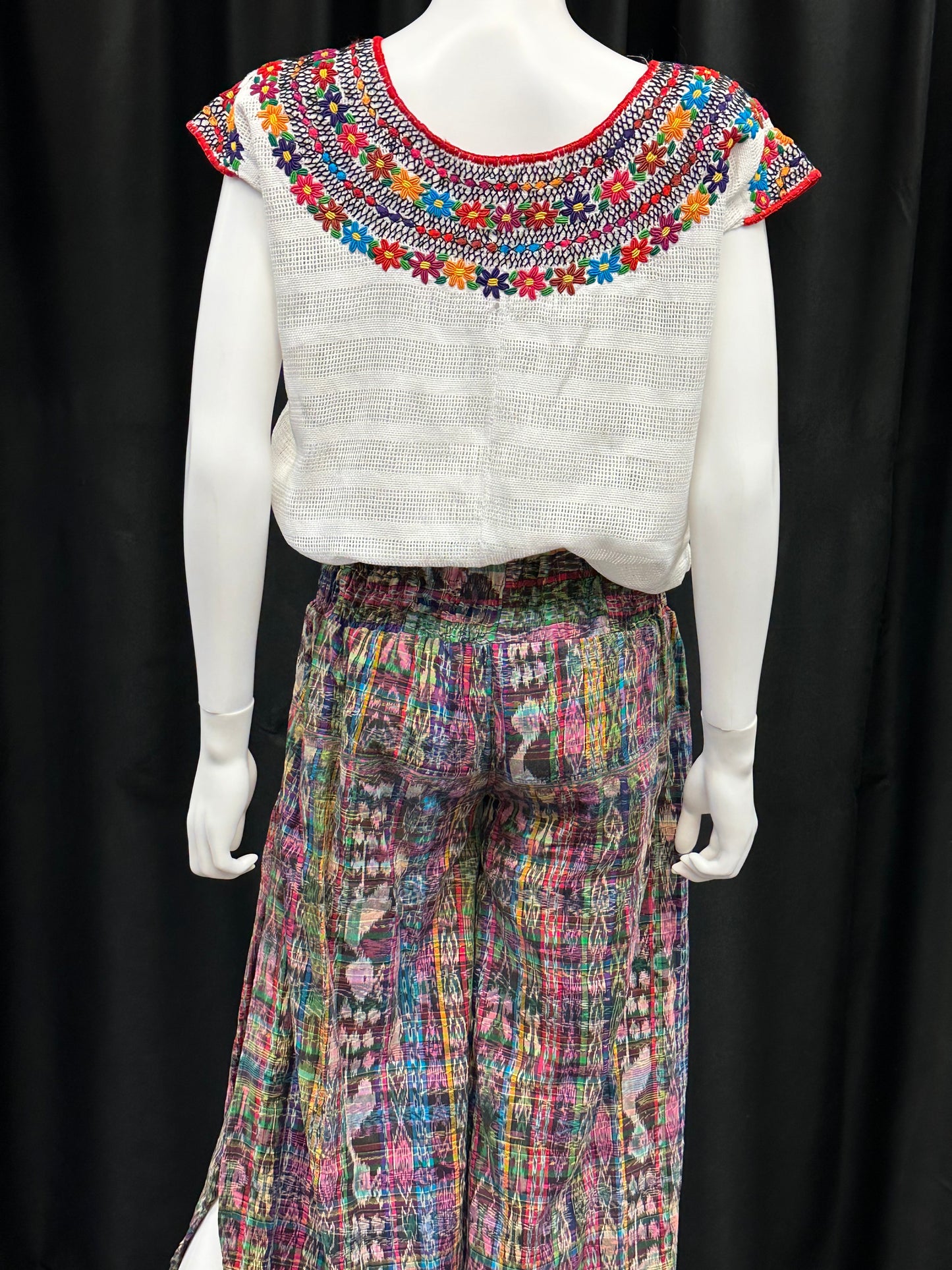 Guatemalan Handwoven Women's Skirt Pants with Elastic Waist