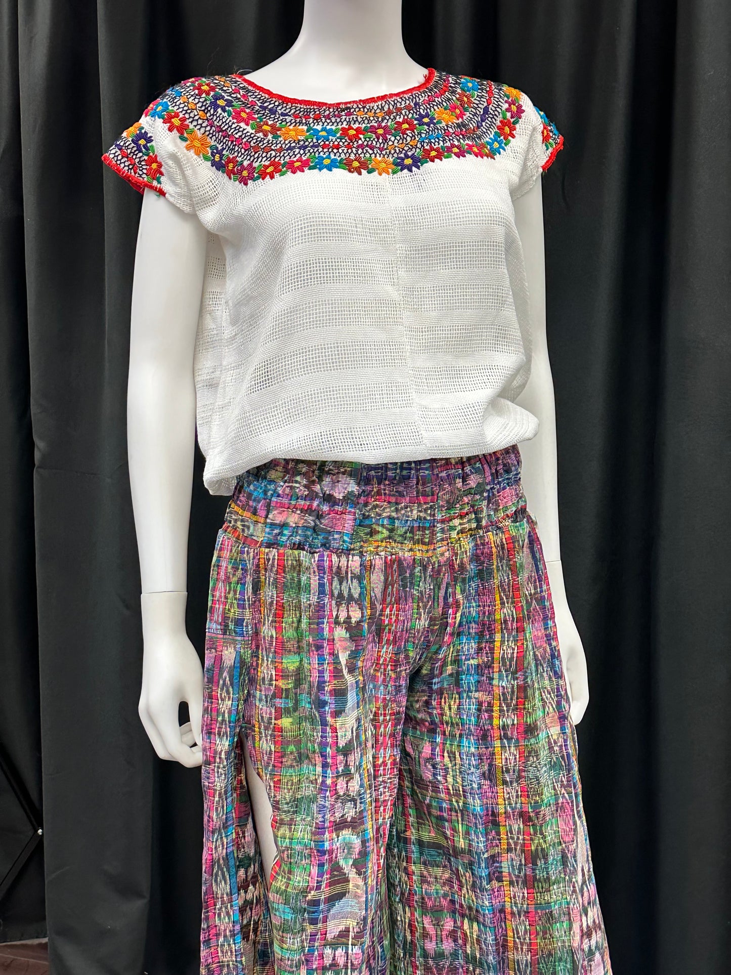 Guatemalan Handwoven Women's Skirt Pants with Elastic Waist