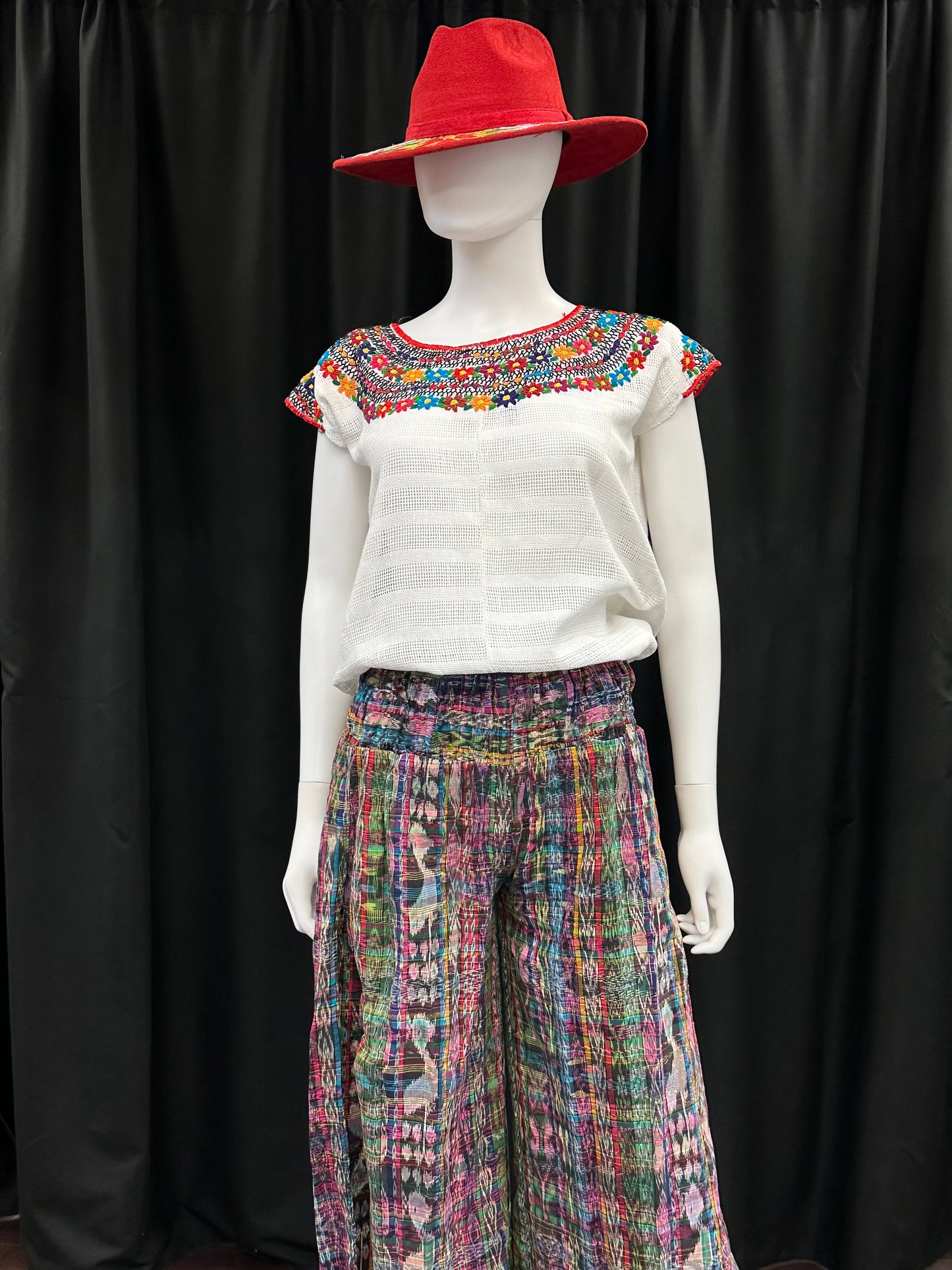 Guatemalan Handwoven Women's Skirt Pants with Elastic Waist