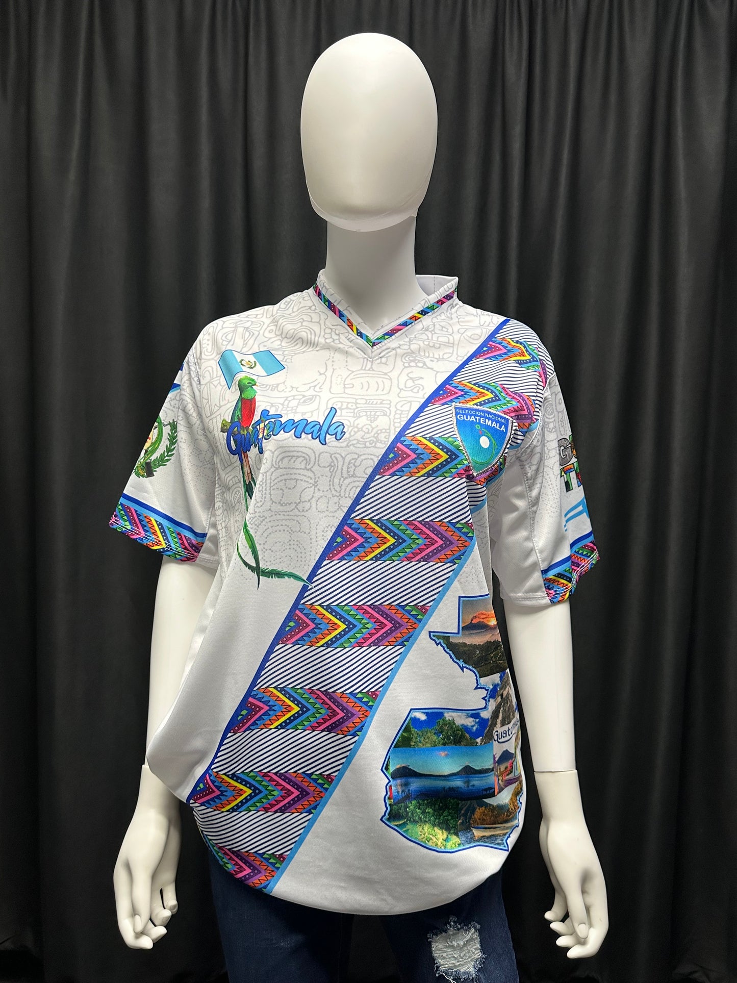 Guatemalan Women's Soccer Jersey with El Quetzal and Map