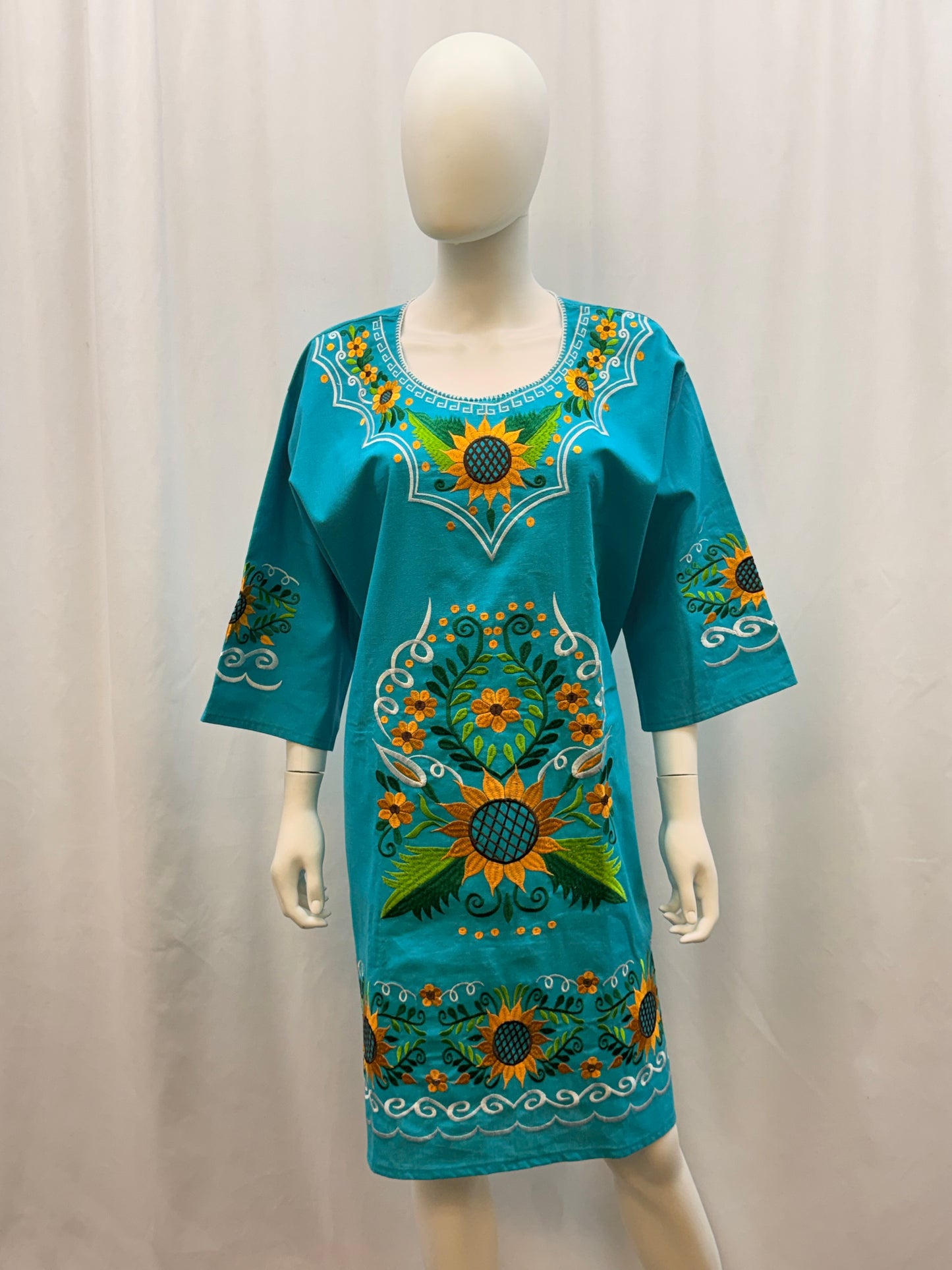 Women's Sunflower Mexican Embroidered Dress