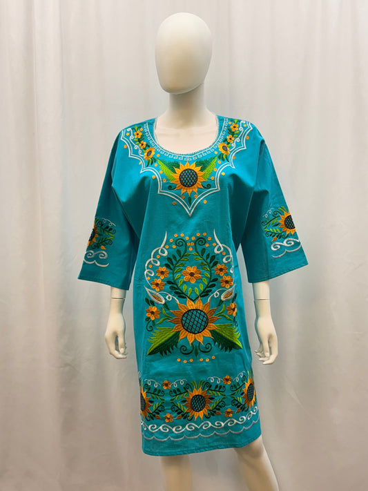 Women's Sunflower Mexican Embroidered Dress