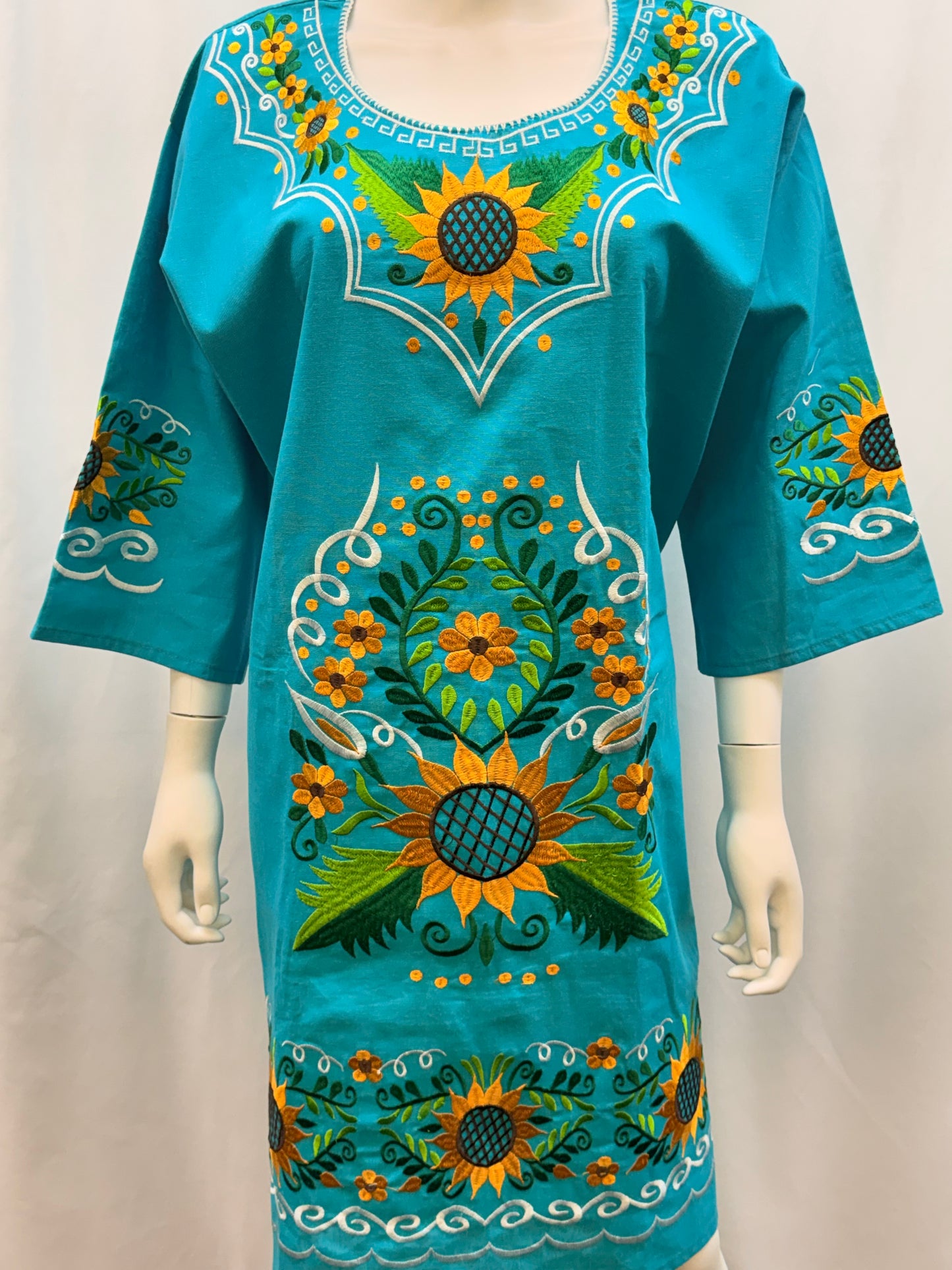 Women's Sunflower Mexican Embroidered Dress