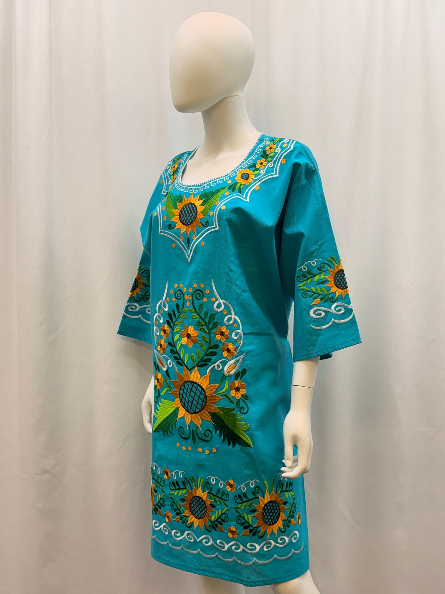 Women's Sunflower Mexican Embroidered Dress