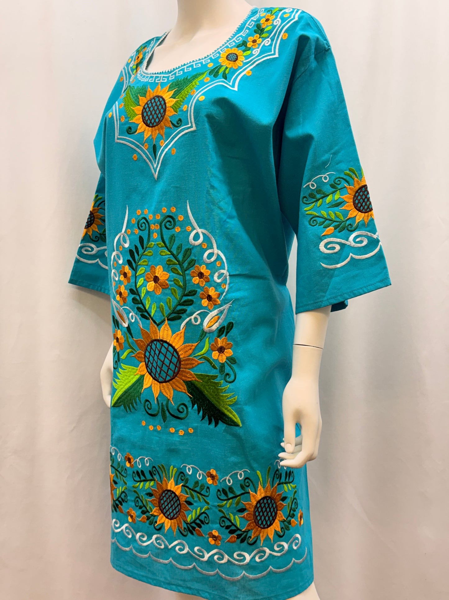 Women's Sunflower Mexican Embroidered Dress
