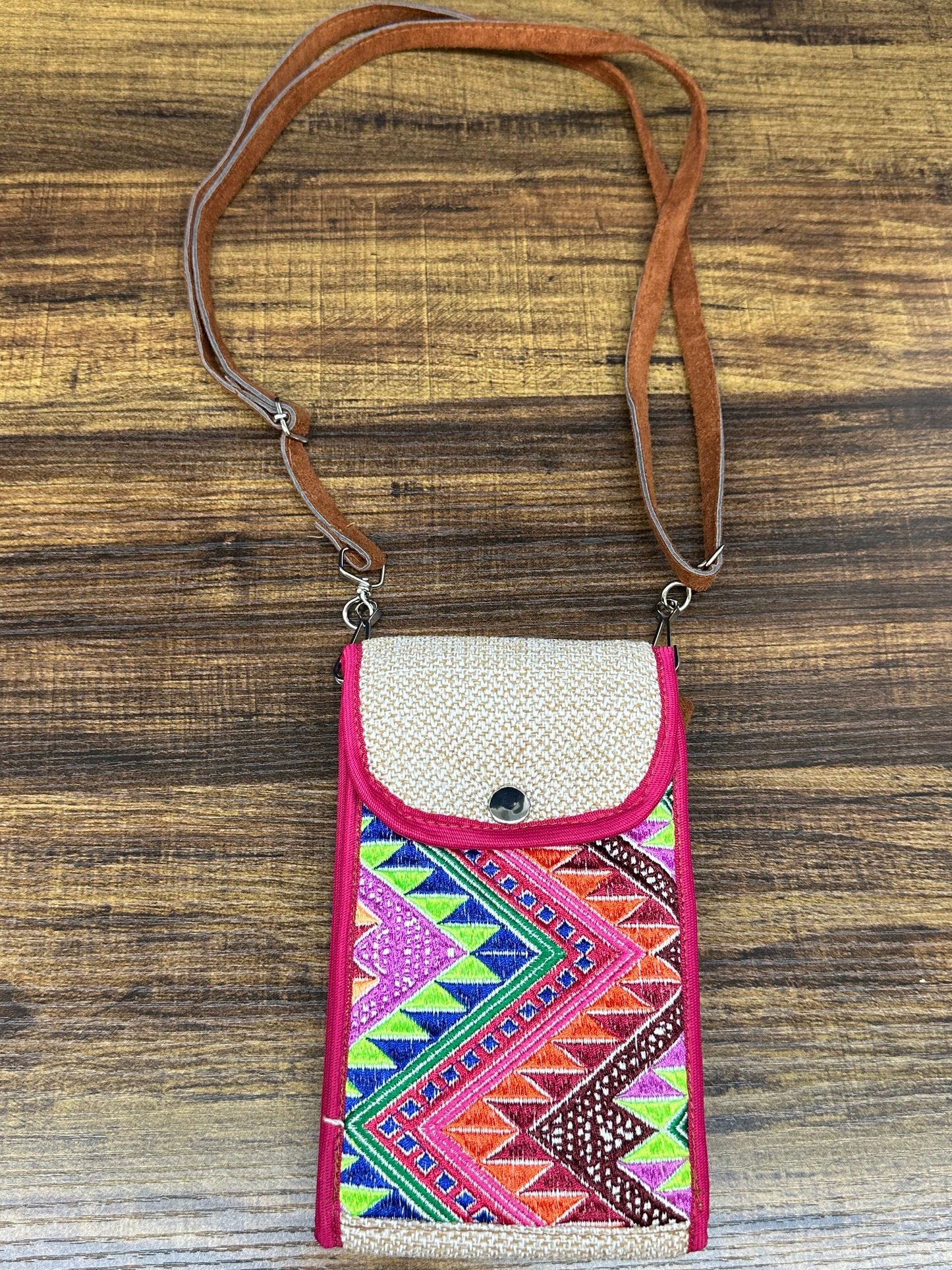 Guatemala Embroidered Phone Carrier with Zipper