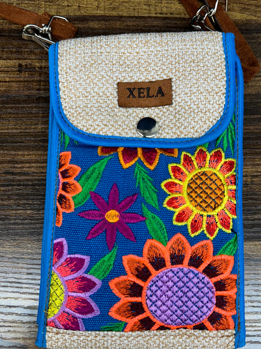 Guatemala Embroidered Sunflower Phone Case with Zipper