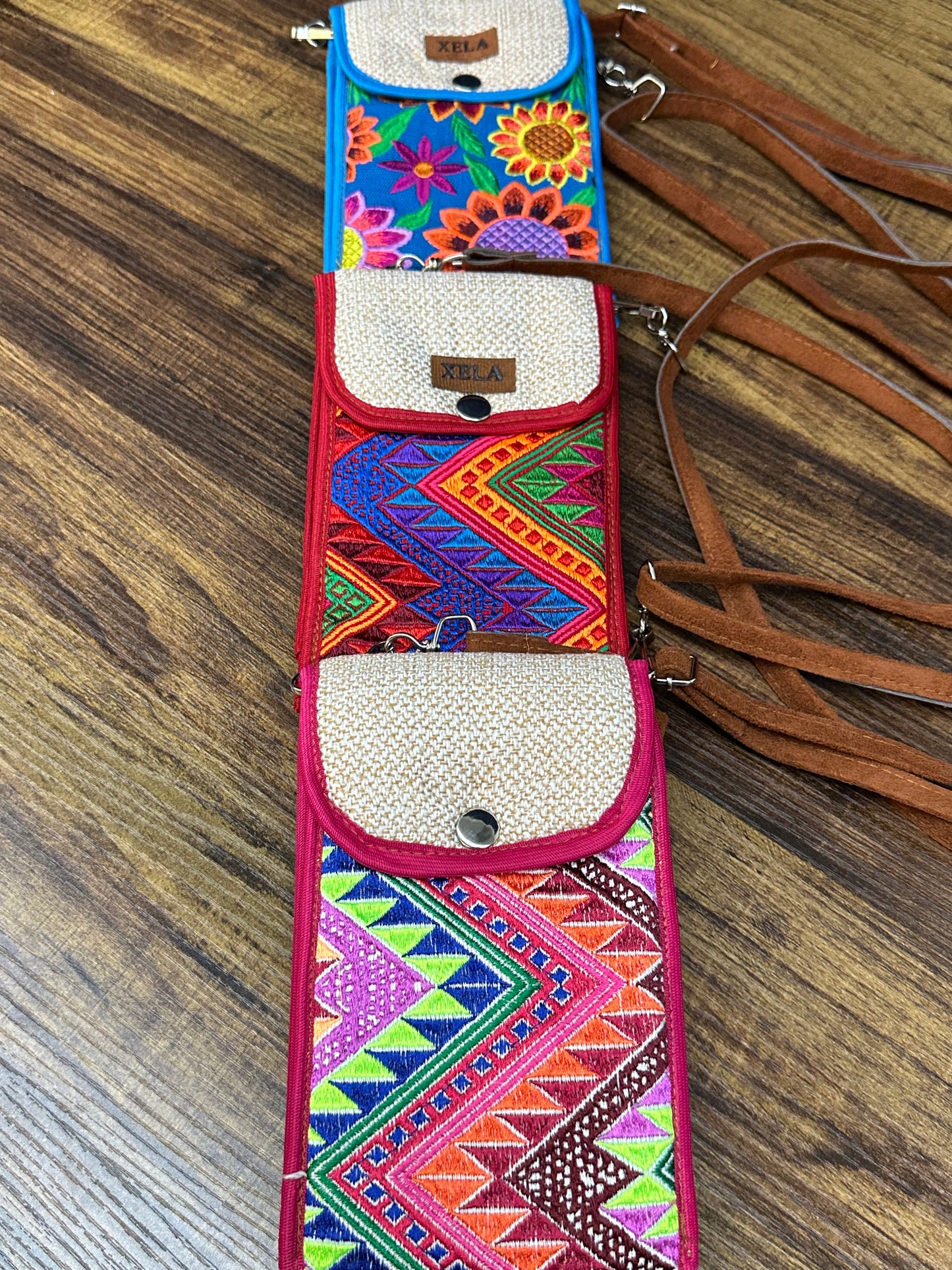 Guatemala Embroidered Sunflower Phone Case with Zipper