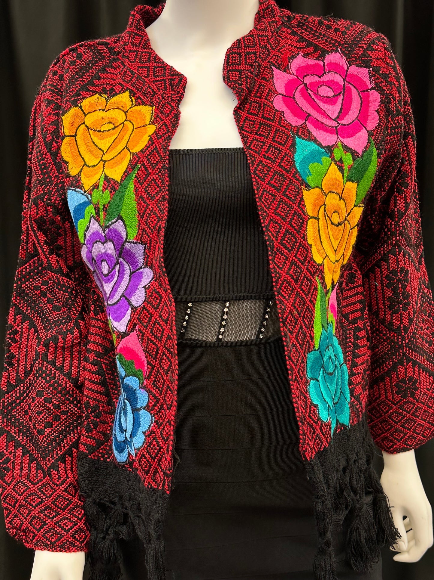 Women's Mexican Fringe Rose Embroidered Jacket