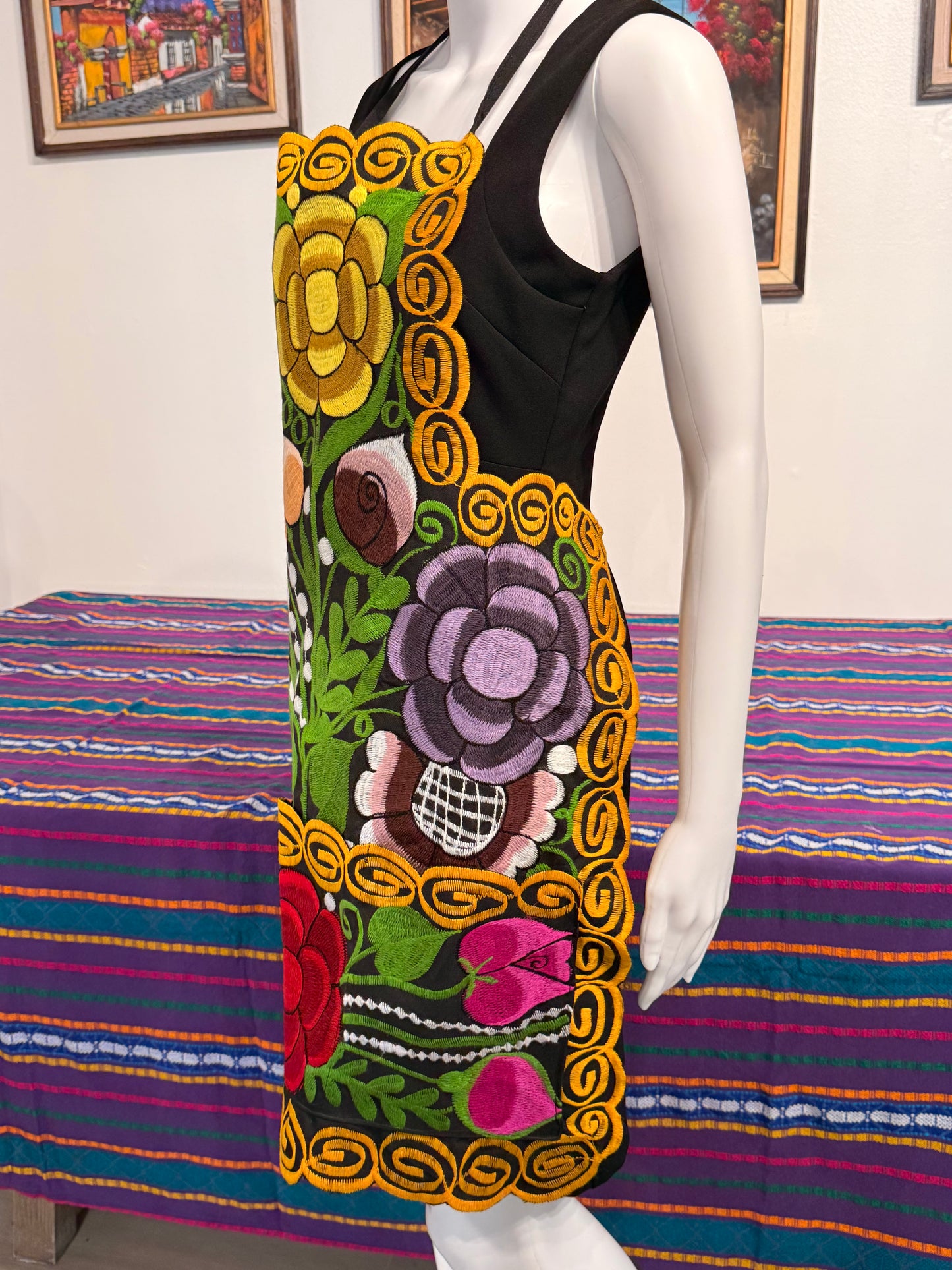 Women's Mexican Embroidered Floral Apron